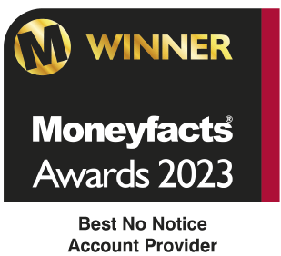 Moneyfacts Awards 2023. Best No Notice Account Provider, Virgin Money.