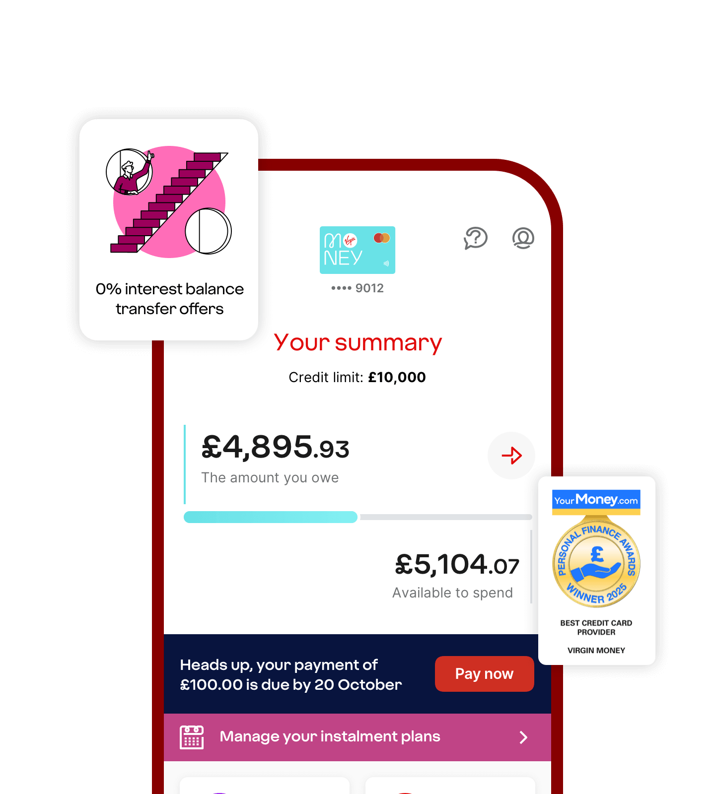 Virgin Money, awarded best credit card provider 2025 by YourMoney.com.