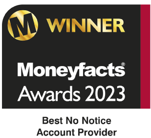 Moneyfacts Awards 2023. Best No Notice Account Provider, Virgin Money. 